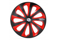 Jeu d'enjoliveurs de roue Sparco 4 pièces Sicilia 13 pouces noir / rouge / carbone