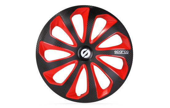 Jeu d'enjoliveurs de roue Sparco 4 pièces Sicilia 14 pouces noir / rouge / carbone