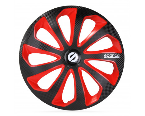 Jeu d'enjoliveurs de roue Sparco 4 pièces Sicilia 15 pouces noir / rouge / carbone