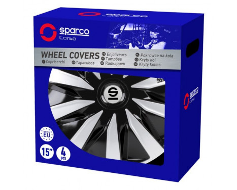 Jeu d'enjoliveurs Sparco 4 pièces Lazio 15 pouces noir / argent, Image 3