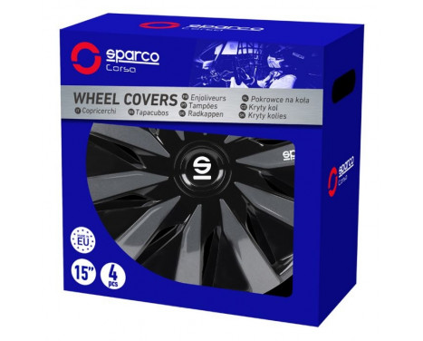 Jeu d'enjoliveurs Sparco 4 pièces Lazio 16 pouces noir / gris, Image 3