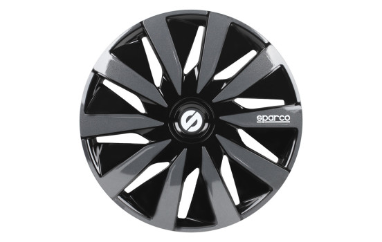 Jeu de 4 enjoliveurs Sparco Lazio 14 pouces noir / gris