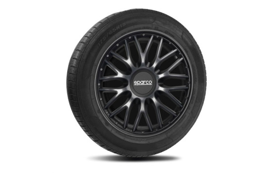 Jeu de 4 enjoliveurs Sparco Roma 13 pouces gris / noir, Image 2