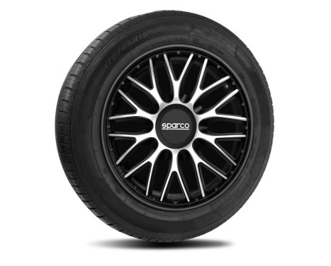 Jeu de 4 enjoliveurs Sparco Roma 14 pouces argent / noir, Image 3