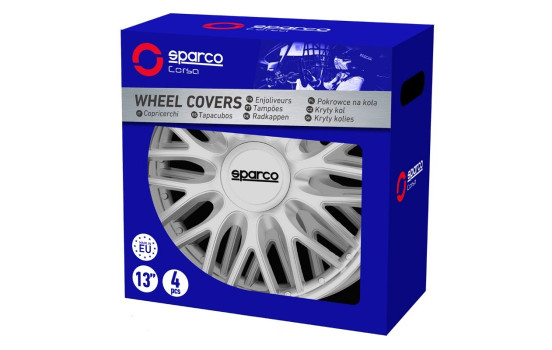 Jeu de 4 enjoliveurs Sparco Roma 14 pouces argent, Image 3