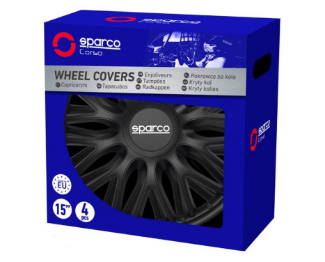 Jeu de 4 enjoliveurs Sparco Roma 16 pouces noir, Image 3