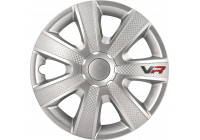 Enjoliveurs VR 16 pouces, aspect argent/carbone/logo