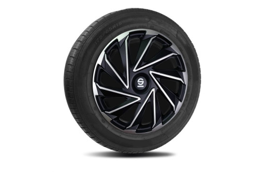 Ensemble d'enjoliveurs Sparco 4 pièces Varese 15 pouces argent / noir, Image 2