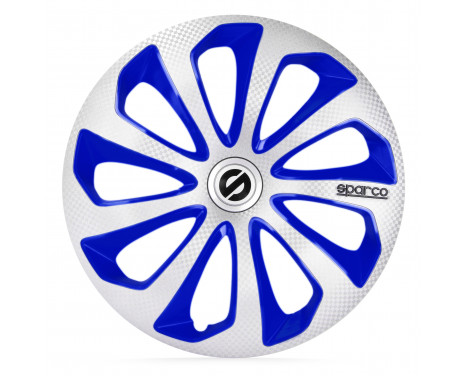 Jeu d'enjoliveurs de roue Sparco 4 pièces Sicilia 14 pouces argent / bleu / carbone