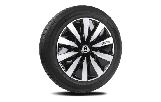 Jeu d'enjoliveurs Sparco 4 pièces Lazio 15 pouces noir / argent, Image 2