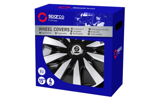Jeu d'enjoliveurs Sparco 4 pièces Lazio 15 pouces noir / argent, Image 3
