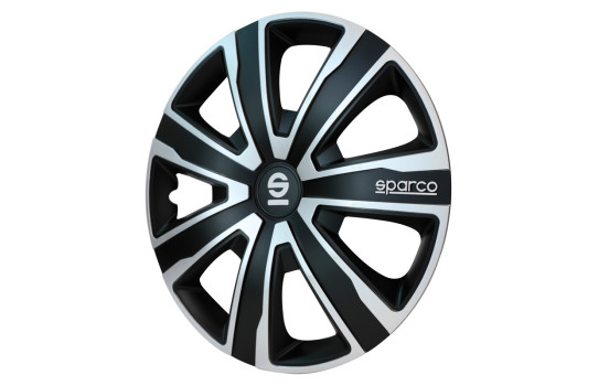 Jeu d'enjoliveurs Sparco 4 pièces Palermo 14 pouces argent/noir, Image 2