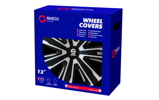 Jeu d'enjoliveurs Sparco 4 pièces Palermo 14 pouces argent/noir, Image 5