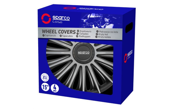 Jeu d'enjoliveurs Sparco 4 pièces Treviso 13 pouces noir / argent, Image 3