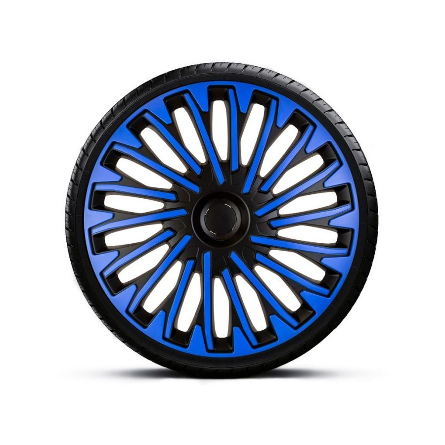 Lot De 4 Enjoliveurs STIG Extra Noir/Bleu 14 Pouces – Look Sportif Et Robuste Pour Vos Jantes