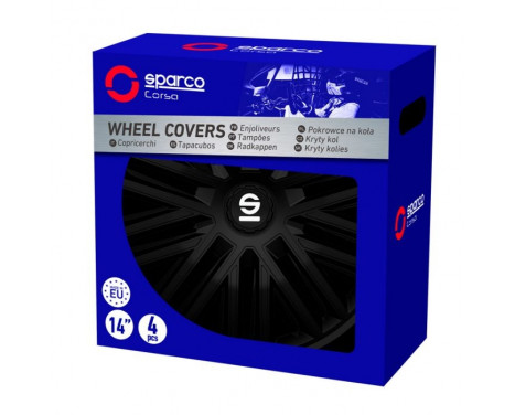 Jeu de 4 enjoliveurs Sparco Bergamo 15 pouces noir, Image 3