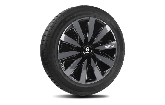 Jeu de 4 enjoliveurs Sparco Lazio 14 pouces noir / gris, Image 2