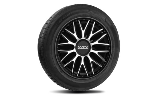 Jeu de 4 enjoliveurs Sparco Roma 13 pouces argent / noir, Image 3