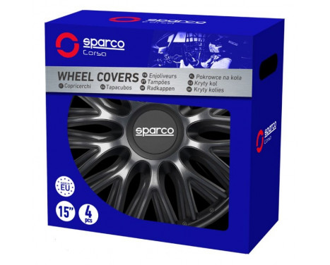 Jeu de 4 enjoliveurs Sparco Roma 13 pouces gris / noir, Image 3