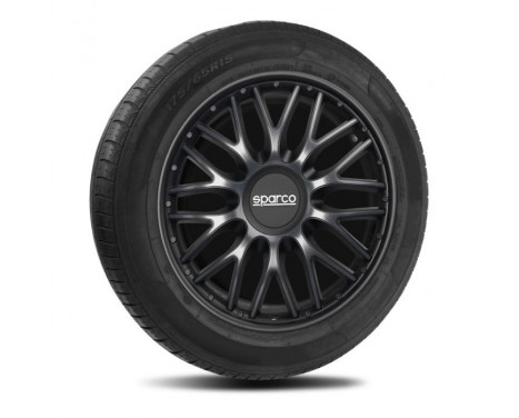 Jeu de 4 enjoliveurs Sparco Roma 13 pouces gris / noir, Image 2