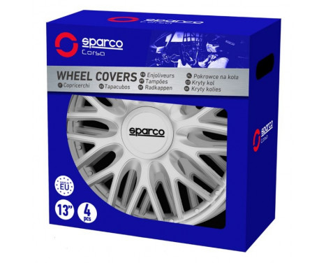 Jeu de 4 enjoliveurs Sparco Roma 14 pouces argent, Image 3