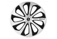Jeu de enjoliveurs de roue Sparco 4 pièces Sicilia 16 pouces argent / noir / carbone