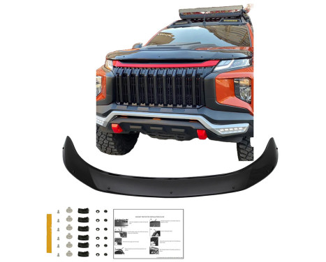 Oneway Bonnet protector (stone chip cover) fits Mitsubishi L200 Triton 6 2019- - Glossy black, Image 3