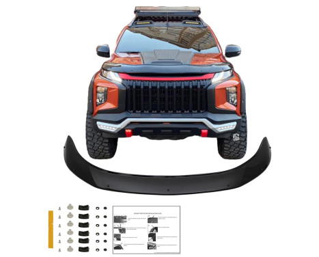 Oneway Bonnet protector (stone chip cover) fits Mitsubishi L200 Triton 6 2019- - Glossy black, Image 4