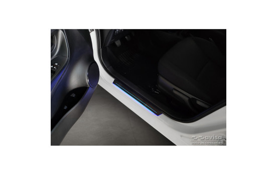 Universal Door Sill Black Stainless Steel with blue LED lighting - 2-piece - 44.8 x 4 cm, Image 2