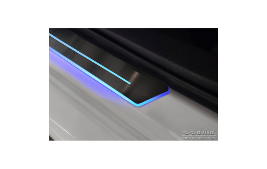 Universal Door Sill Black Stainless Steel with blue LED lighting - 2-piece - 44.8 x 4 cm, Image 4