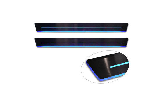 Universal Door Sill Black Stainless Steel with blue LED lighting - 2-piece - 44.8 x 4 cm, Image 5