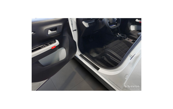 Avisa Matte Black Stainless Steel Door Sill Trims Suitable for Citroen C3 IV 2024- - 'Lines' - 4-piece