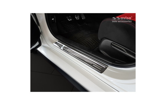 Black glossy stainless steel Door sills suitable for Honda Civic X HB 5-door 2017- 'Sportline' - 4-piece, Image 2