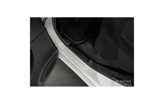 Black glossy stainless steel door sills suitable for Nissan Leaf II (2E1) 2017-2022 & Facelift 2022- 'E-Pow, Image 4