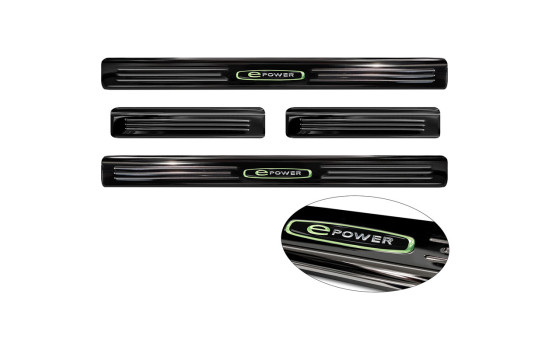 Black glossy stainless steel door sills suitable for Nissan Leaf II (2E1) 2017-2022 & Facelift 2022- 'E-Pow, Image 5