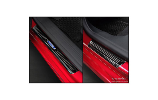 Black glossy stainless steel Door sills suitable for Opel Astra (L) Hatchback 2021- 'Hybrid' - 4-piece, Image 5