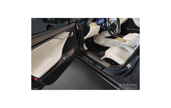Black glossy stainless steel Door sills suitable for Tesla Model S 2012-2016 & Facelift 2016- 'E-Power' - 4, Image 2