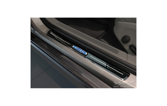 Black glossy stainless steel Door sills suitable for Volvo V90 2016- 'Hybrid' - 4-piece