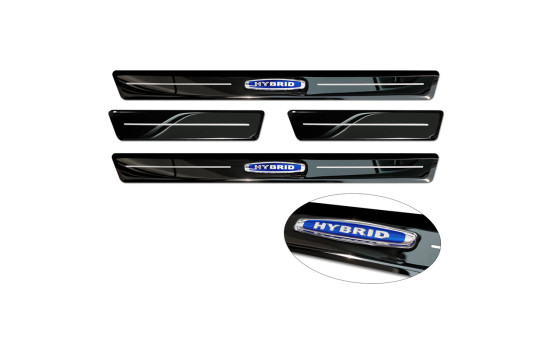 Black glossy stainless steel Door sills suitable for Volvo V90 2016- 'Hybrid' - 4-piece, Image 5
