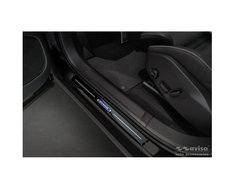 Black glossy stainless steel Door sills suitable for Volvo XC60 II 2017-2021 & Facelift 2021- 'Hybrid' - 4-, Image 2