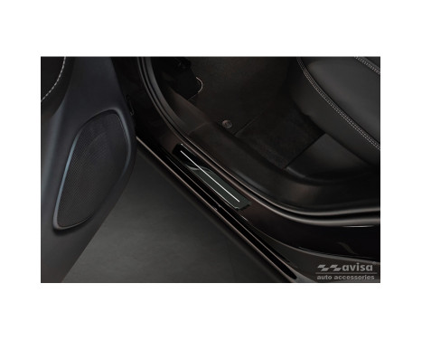 Black glossy stainless steel Door sills suitable for Volvo XC60 II 2017-2021 & Facelift 2021- 'Hybrid' - 4-, Image 4