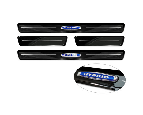 Black glossy stainless steel Door sills suitable for Volvo XC60 II 2017-2021 & Facelift 2021- 'Hybrid' - 4-, Image 5