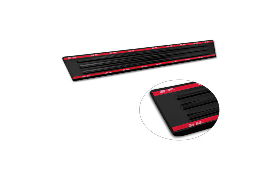 Black Stainless Steel Door Sill Moldings Fits Ford Ranger VI 2022- 'Lines' - 4-Piece, Image 6