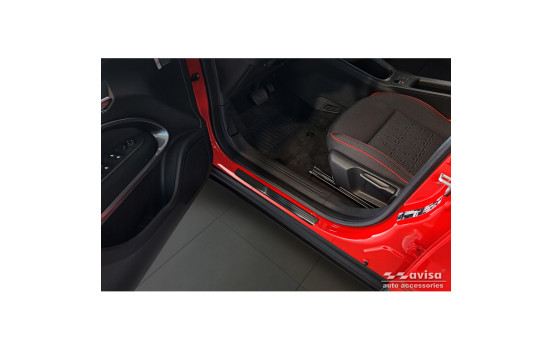 Black stainless steel door sill moldings suitable for Fiat 600(e) (365_) 2023- - 'Lines' - 4-piece