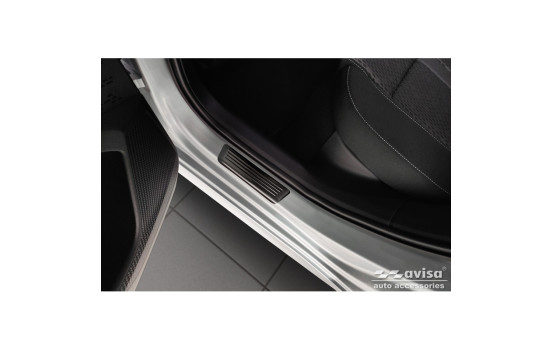 Black stainless steel door sill moldings suitable for Skoda Octavia IV Sedan/Kombi 2020- 'Lines' - 4-piece, Image 4