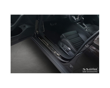 Black Stainless Steel Door Sill Moldings Suitable for Volkswagen Passat 3G Sedan/Variant 2014-2023 - 'Lines' - 4