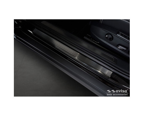 Black Stainless Steel Door Sill Moldings Suitable for Volkswagen Passat 3G Sedan/Variant 2014-2023 - 'Lines' - 4, Image 2