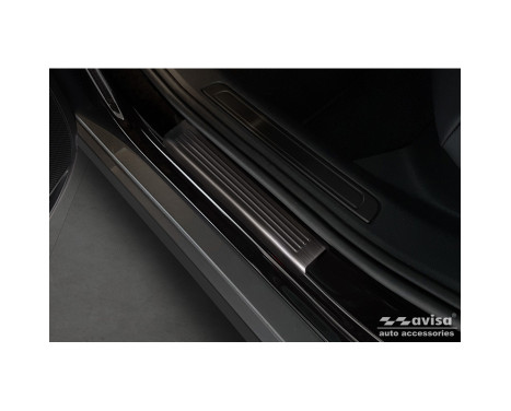 Black Stainless Steel Door Sill Moldings Suitable for Volkswagen Passat 3G Sedan/Variant 2014-2023 - 'Lines' - 4, Image 4