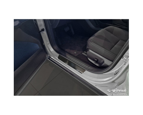Black stainless steel door sill moldings suitable for Volvo EX30 2023- - 'Lines' - 4-piece