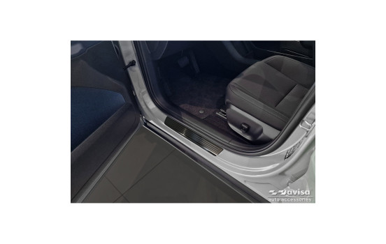 Black stainless steel door sill moldings suitable for Volvo EX30 2023- - 'Lines' - 4-piece